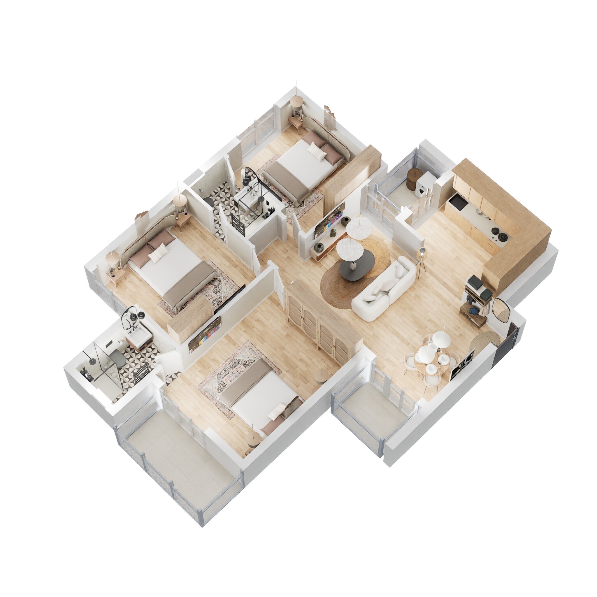 Floor plan of 3 BHK 1400 Sq. Ft. Apartment in Indiabulls Gulmohar Avenue, Gurgaon