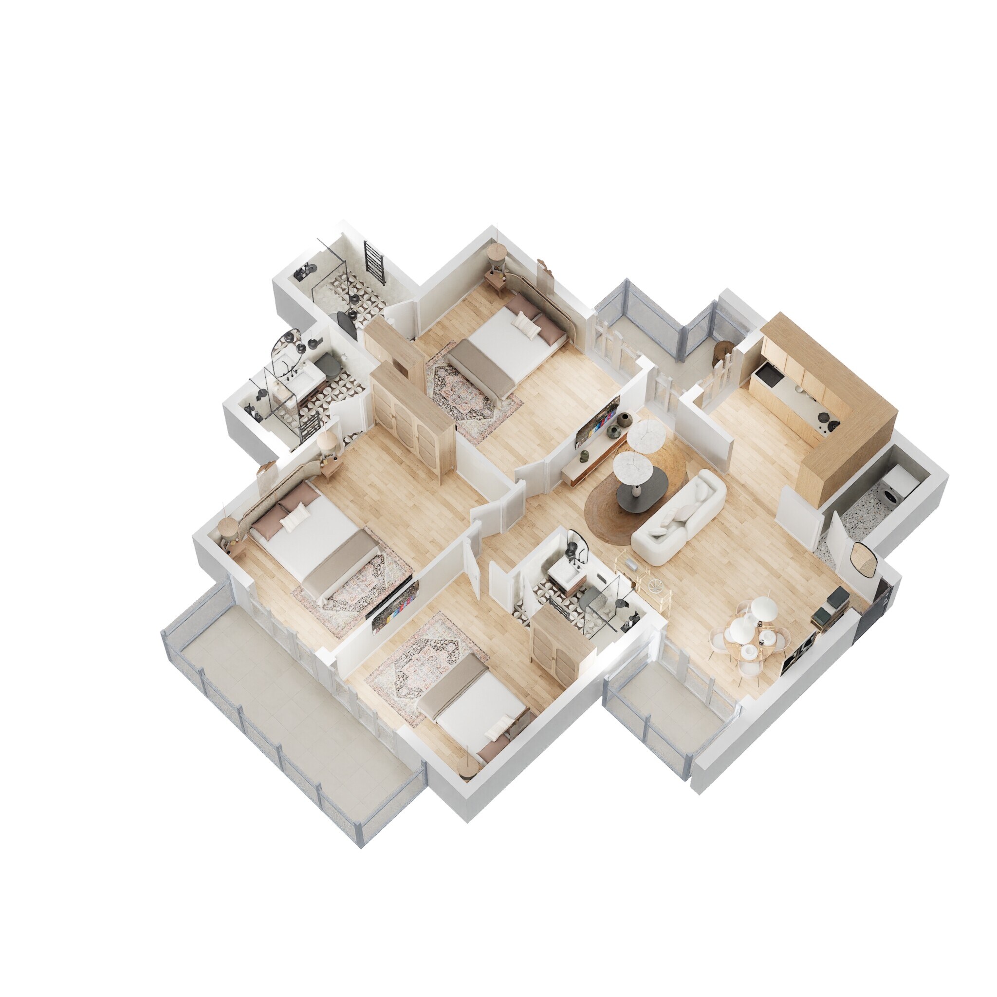 Floor plan of 3 BHK 1600 Sq. Ft. Apartment in Indiabulls Gulmohar Avenue, Gurgaon
