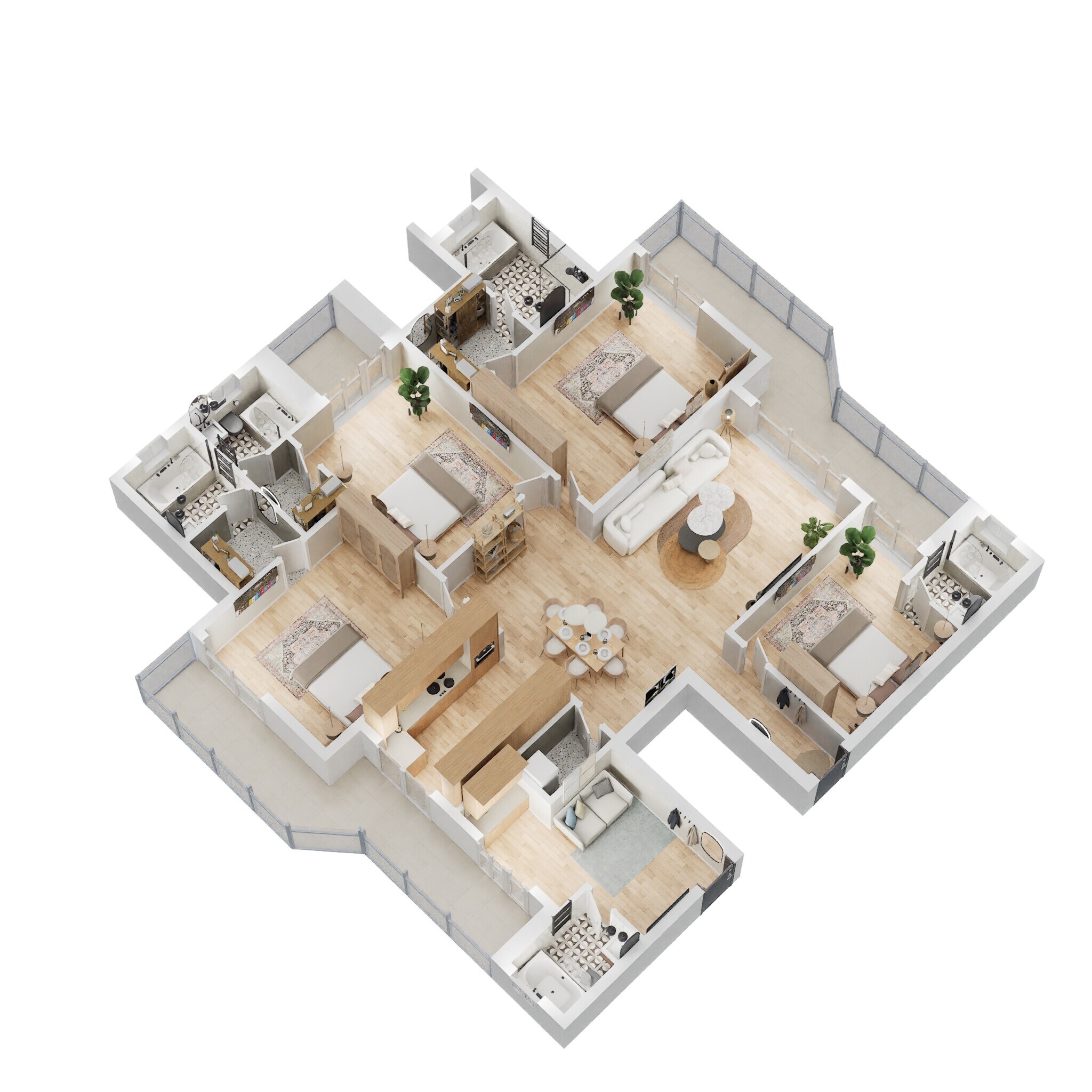 Floor plan of 4 BHK 3100 Sq. Ft. Apartment in Indiabulls Gulmohar Avenue, Gurgaon