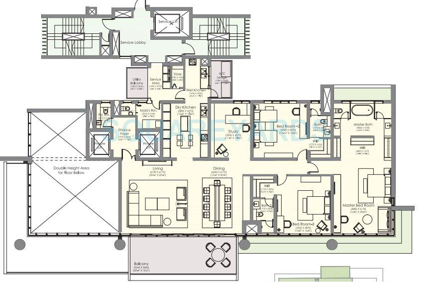 Floor plan of 3 BHK 4787 Sq. Ft. Apartment in Ireo Gurgaon Hills, Gurgaon