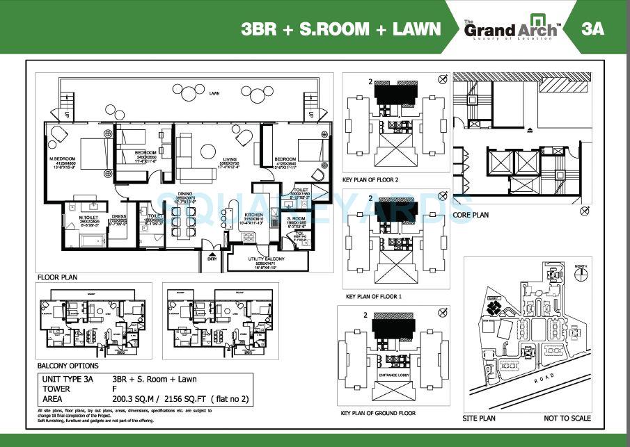 Floor plan of 3 BHK 2156 Sq. Ft. Apartment in Ireo The Grand Arch, Gurgaon