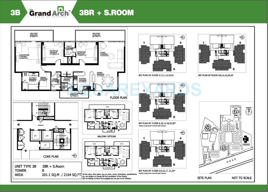 Floor plan of 3 BHK 2164 Sq. Ft. Apartment in Ireo The Grand Arch, Gurgaon