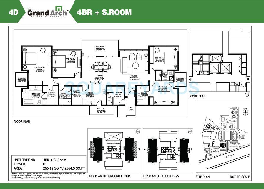 Floor plan of 4 BHK 2865 Sq. Ft. Apartment in Ireo The Grand Arch, Gurgaon