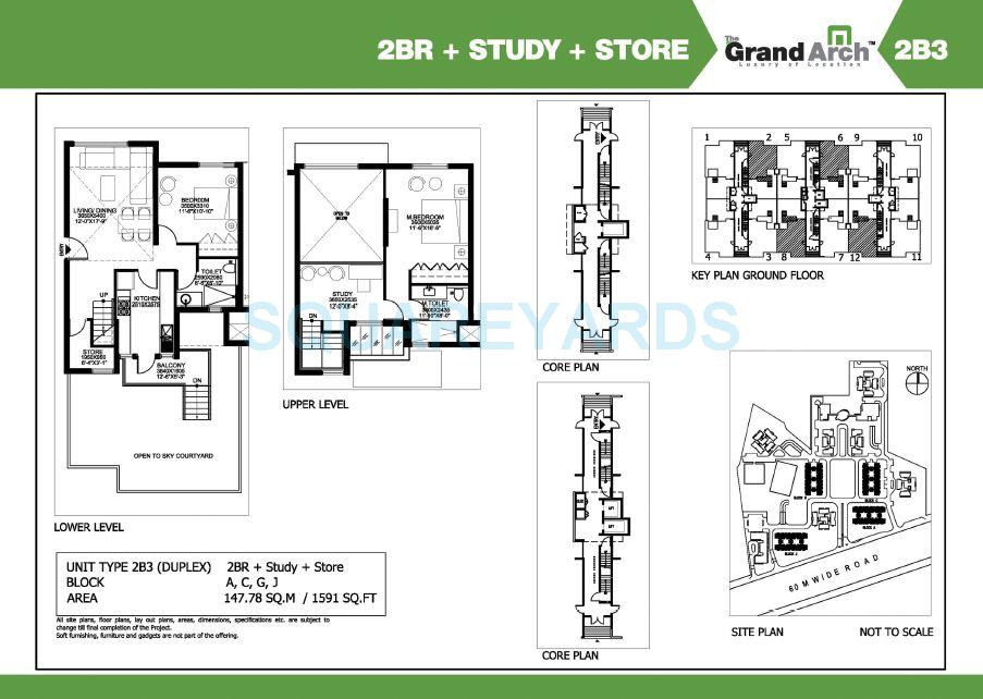Floor plan of 2 BHK 1591 Sq. Ft. Apartment in Ireo The Grand Arch, Gurgaon