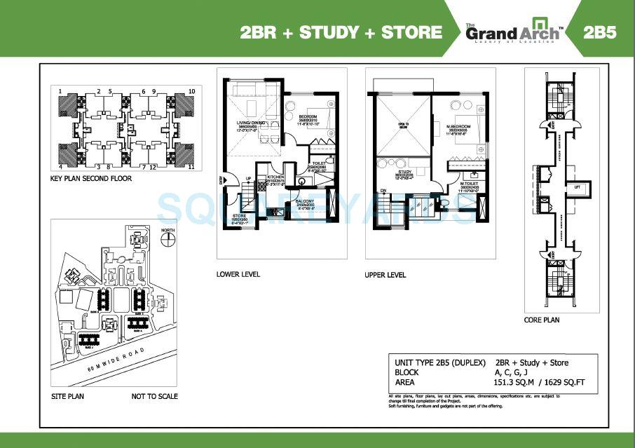 Floor plan of 2 BHK 1629 Sq. Ft. Apartment in Ireo The Grand Arch, Gurgaon