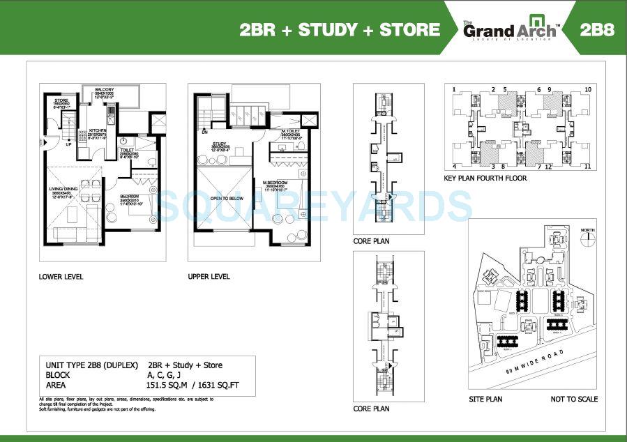 Floor plan of 2 BHK 1631 Sq. Ft. Apartment in Ireo The Grand Arch, Gurgaon