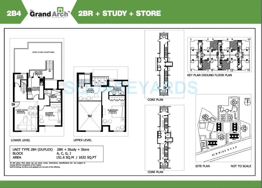 Floor plan of 2 BHK 1632 Sq. Ft. Apartment in Ireo The Grand Arch, Gurgaon