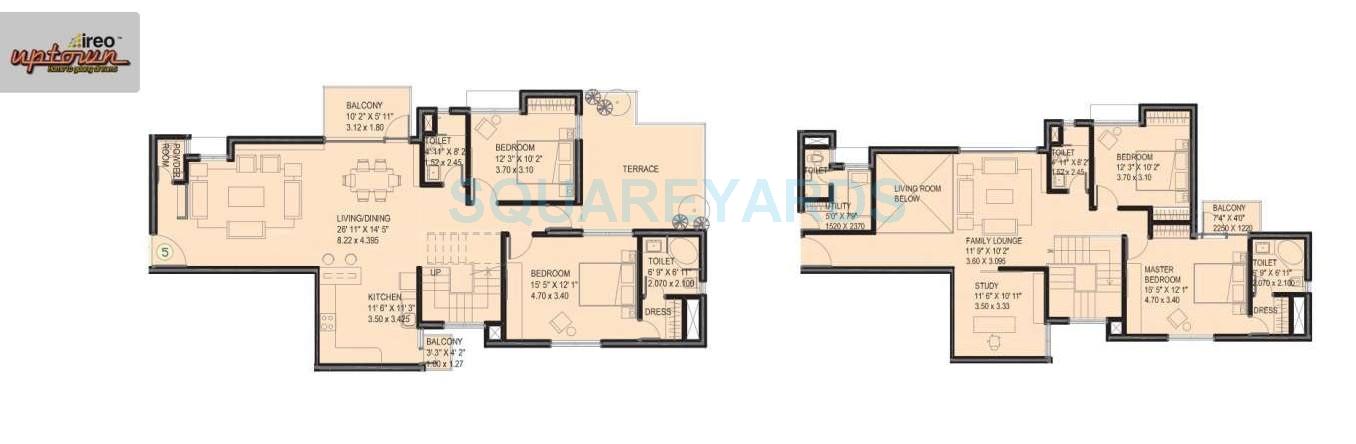 Floor plan of 4 BHK 3428 Sq. Ft. Apartment in Ireo Uptown, Gurgaon