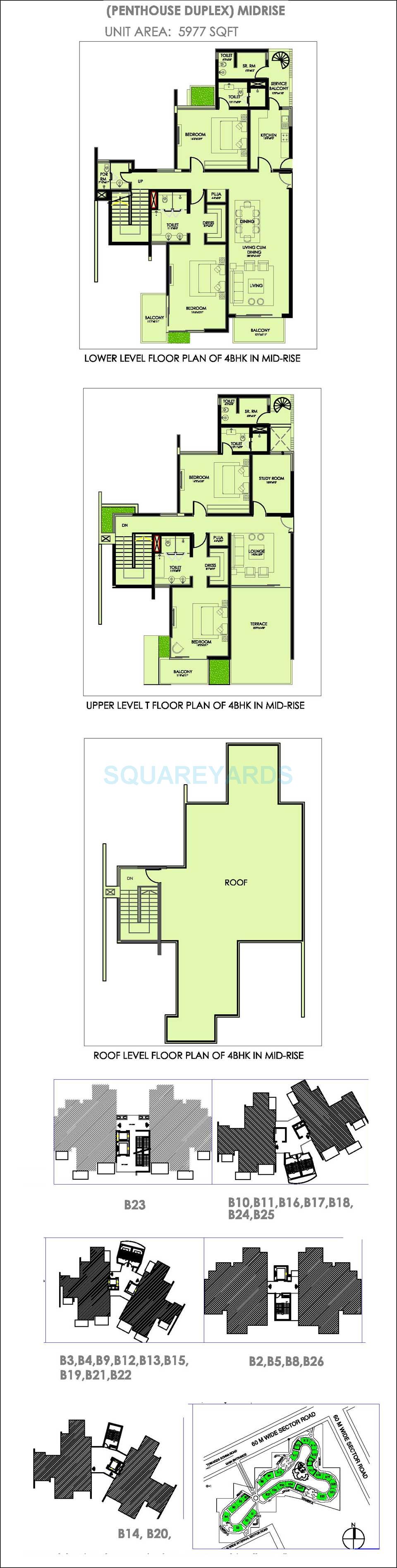 Floor plan of 4 BHK 5977 Sq. Ft. Penthouse in Ireo Victory Valley, Gurgaon