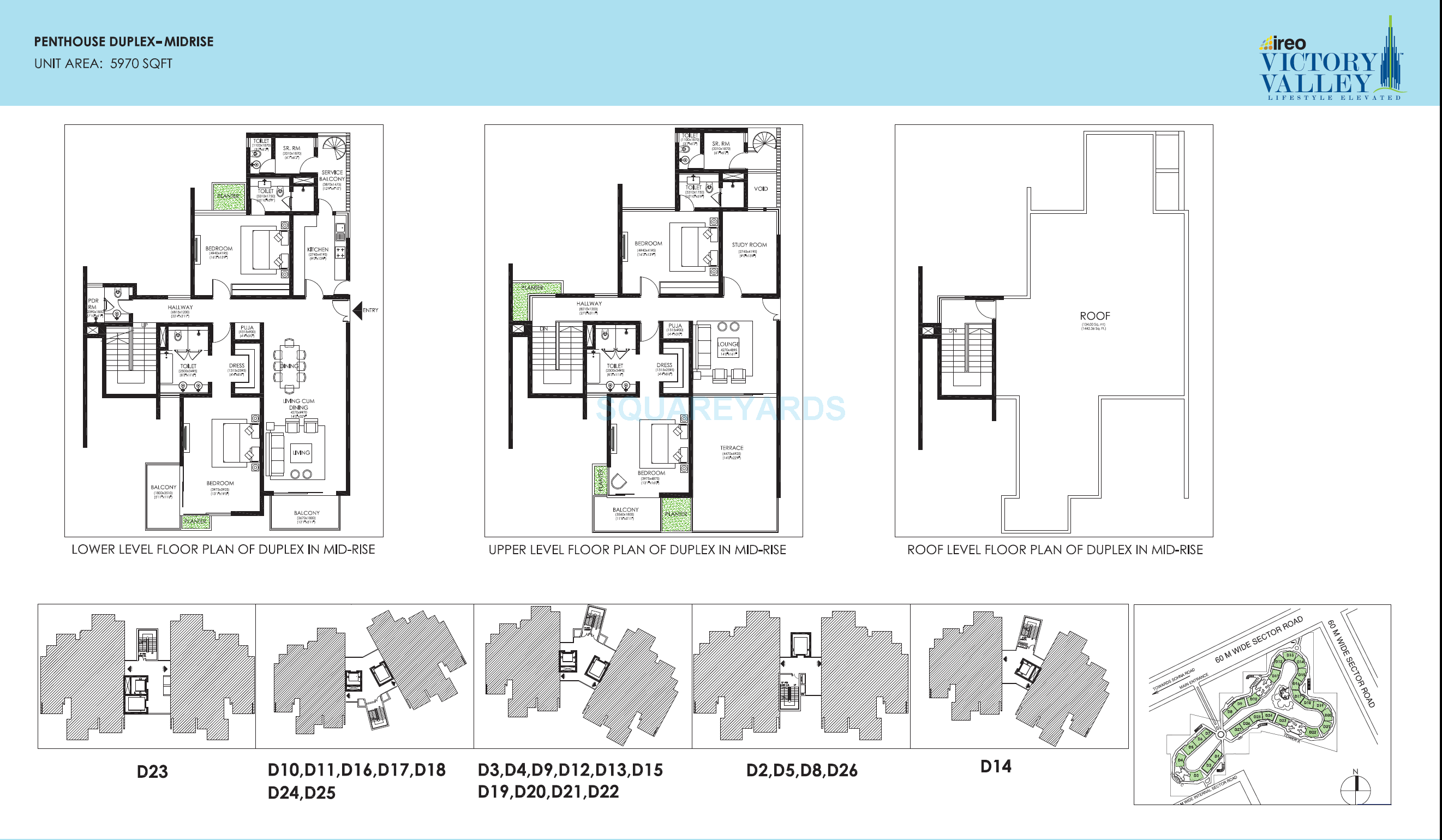 Floor plan of 4 BHK 5970 Sq. Ft. Penthouse in Ireo Victory Valley, Gurgaon