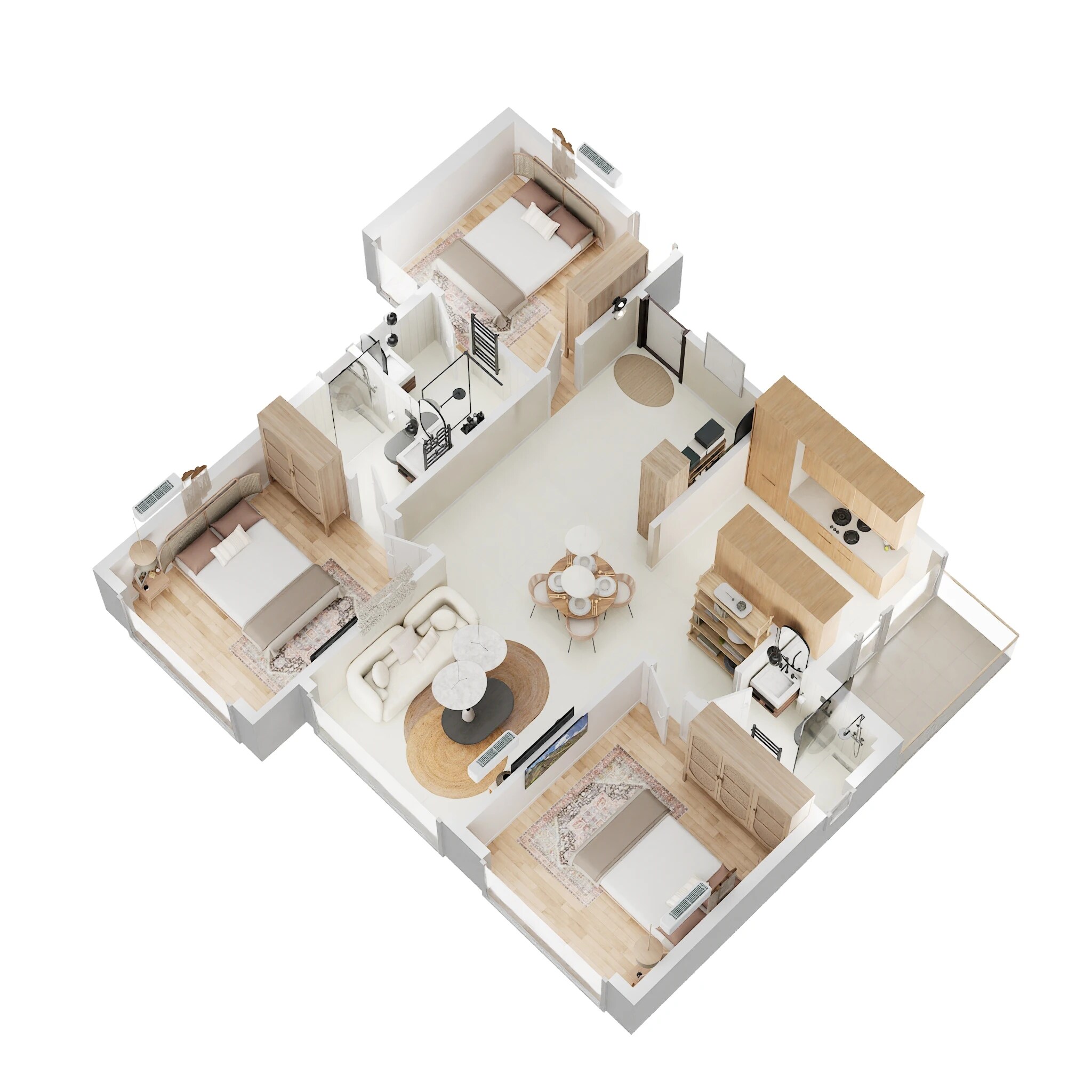 Floor plan of 3 BHK 1410 Sq. Ft. Apartment in JMS Group Silver Living, Gurgaon