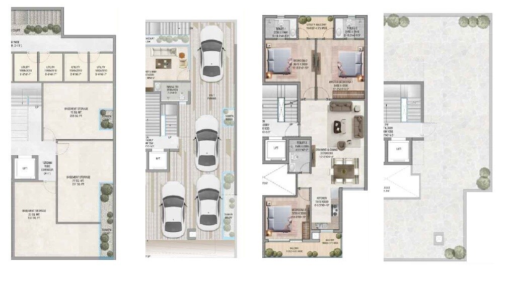 Floor plan of 3 BHK 1691 Sq. Ft. Ind Floor in JMS The Majestic, Gurgaon