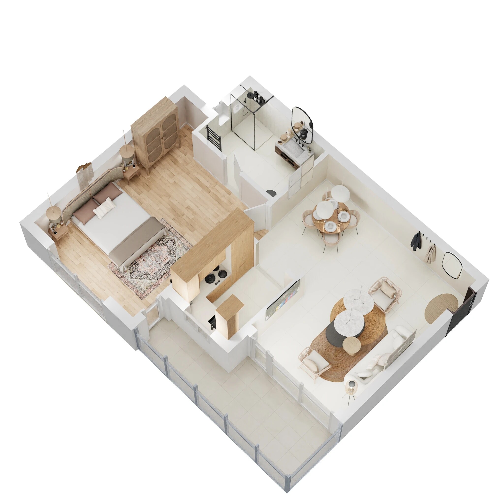 Floor plan of 1 BHK 895 Sq. Ft. Apartment in Kashish Manor One, Gurgaon