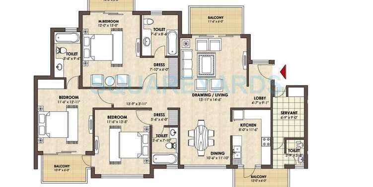 kashish manor one apartment 3bhk type c typical floor combination 2325sqft 1
