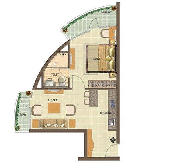 Floor plan of 1 BHK 900 Sq. Ft. Apartment in KLJ Square, Gurgaon
