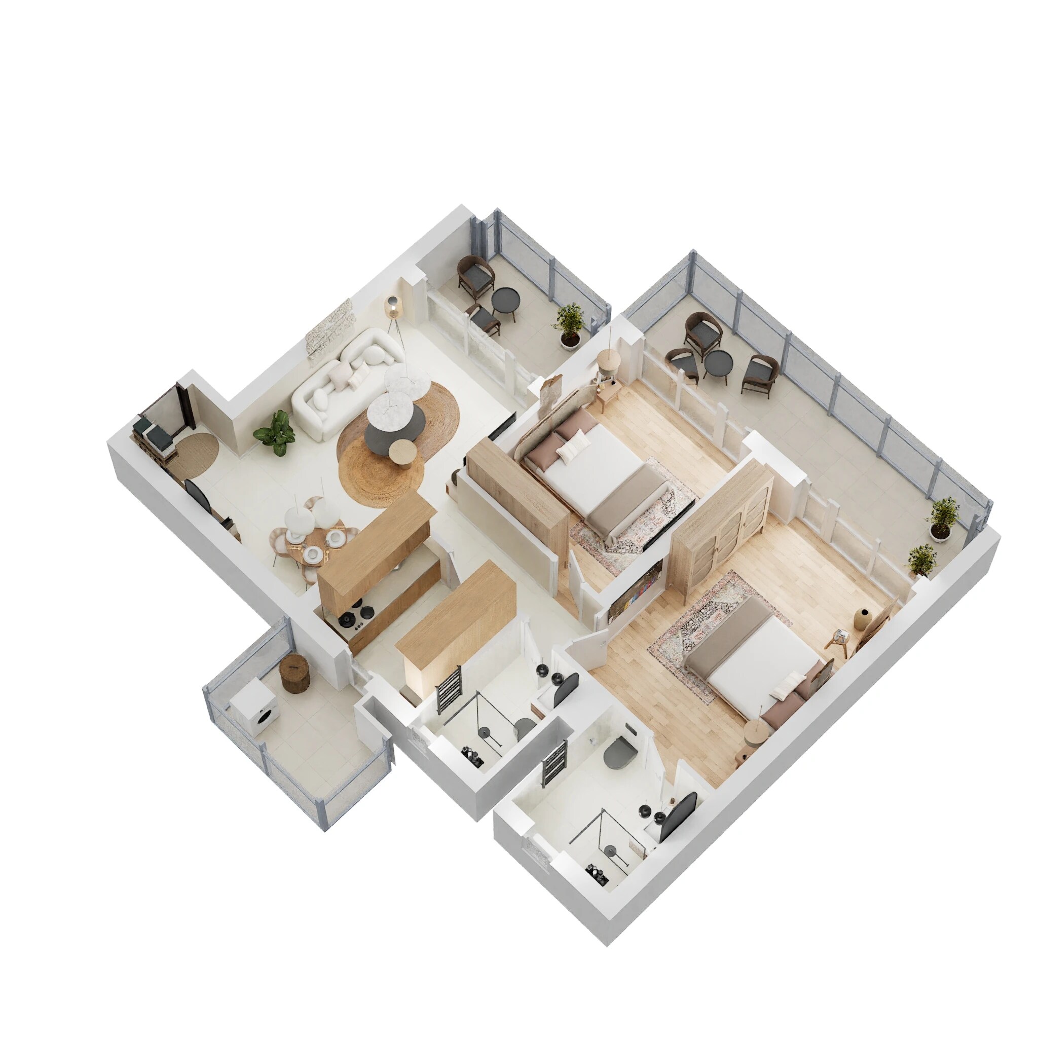 Floor plan of 2 BHK Apartment - 720 sq. ft. in Krisumi Waterfall Residences, Gurgaon
