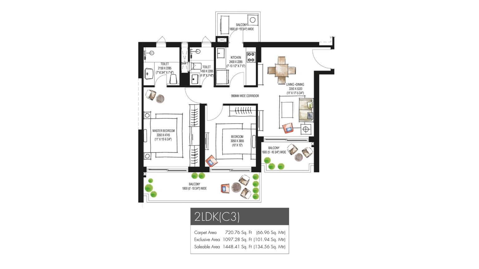 Other, krisumi-waterfall-residences 2 Bedroom 1430 Sq.Ft. Apartment In Sector 36a Gurgaon 9613364