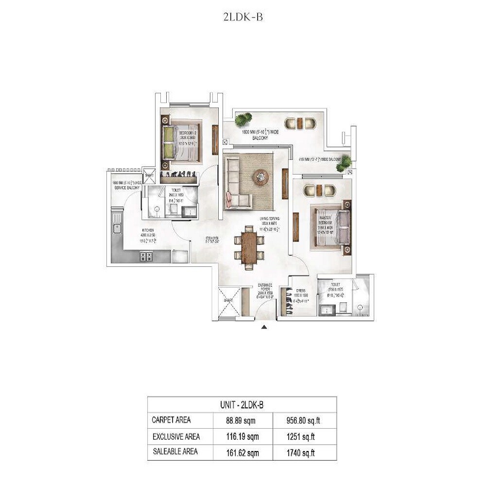  2 BHK Apartment at Krisumi Waterside Residences, Sector 36a – for Rent