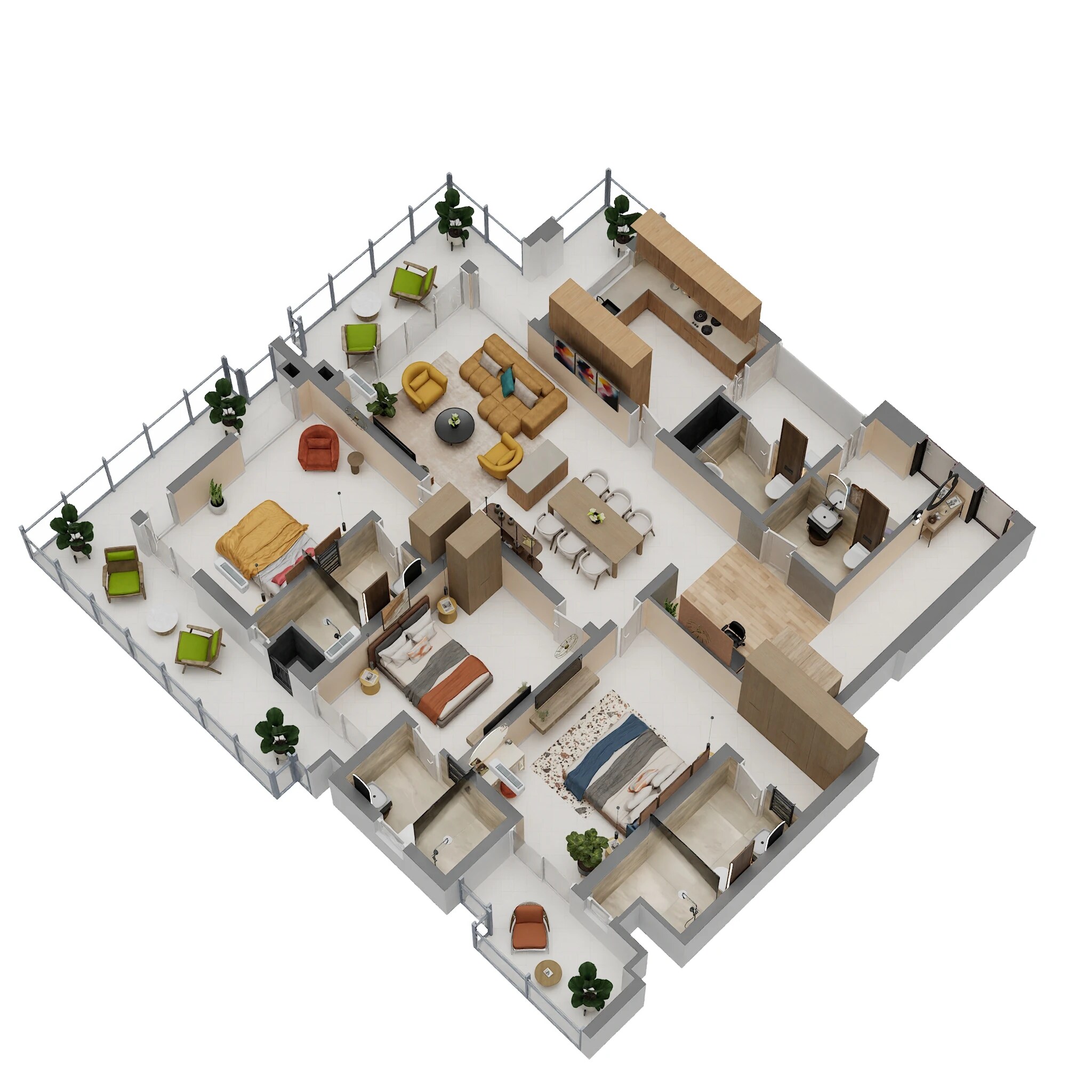 Floor plan of 3 BHK 2776 Sq. Ft. Apartment in Krisumi Waterside Residences The Forest Reserve, Gurgaon