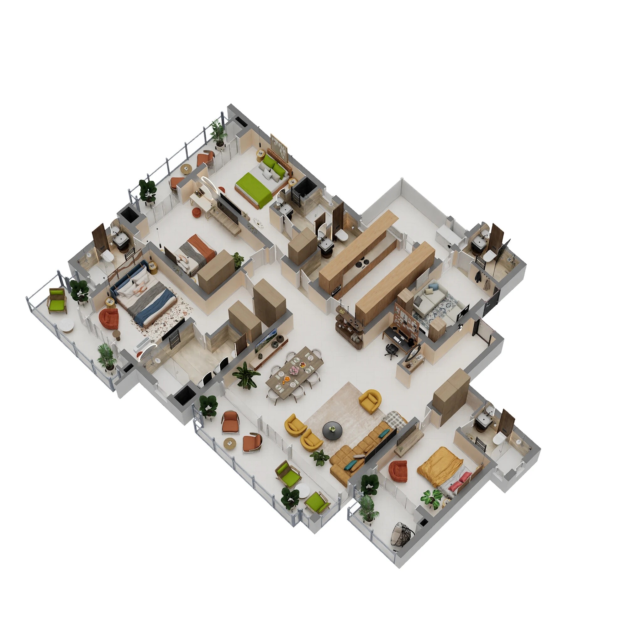 Floor plan of 4 BHK 3630 Sq. Ft. Apartment in Krisumi Waterside Residences The Forest Reserve, Gurgaon