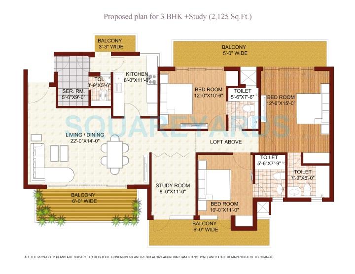 3 BHK 2125 Sq. Ft. Apartment