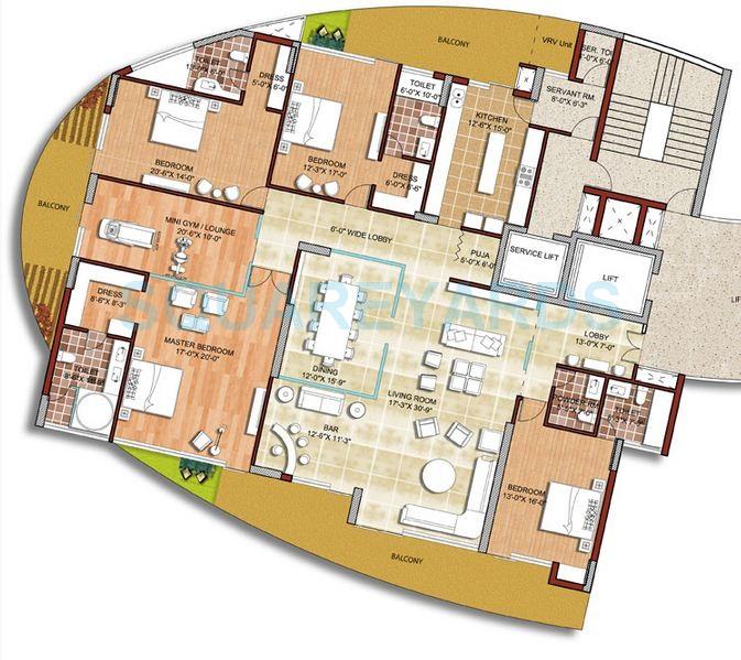Floor plan of 4 BHK 5450 Sq. Ft. Apartment in Krrish Monde De Provence, Gurgaon