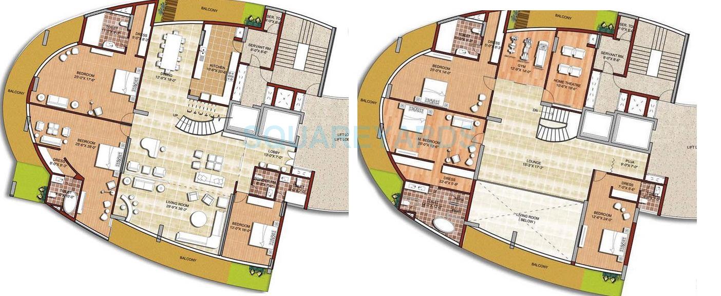 Floor plan of 6 BHK 10100 Sq. Ft. Penthouse in Krrish Monde De Provence, Gurgaon