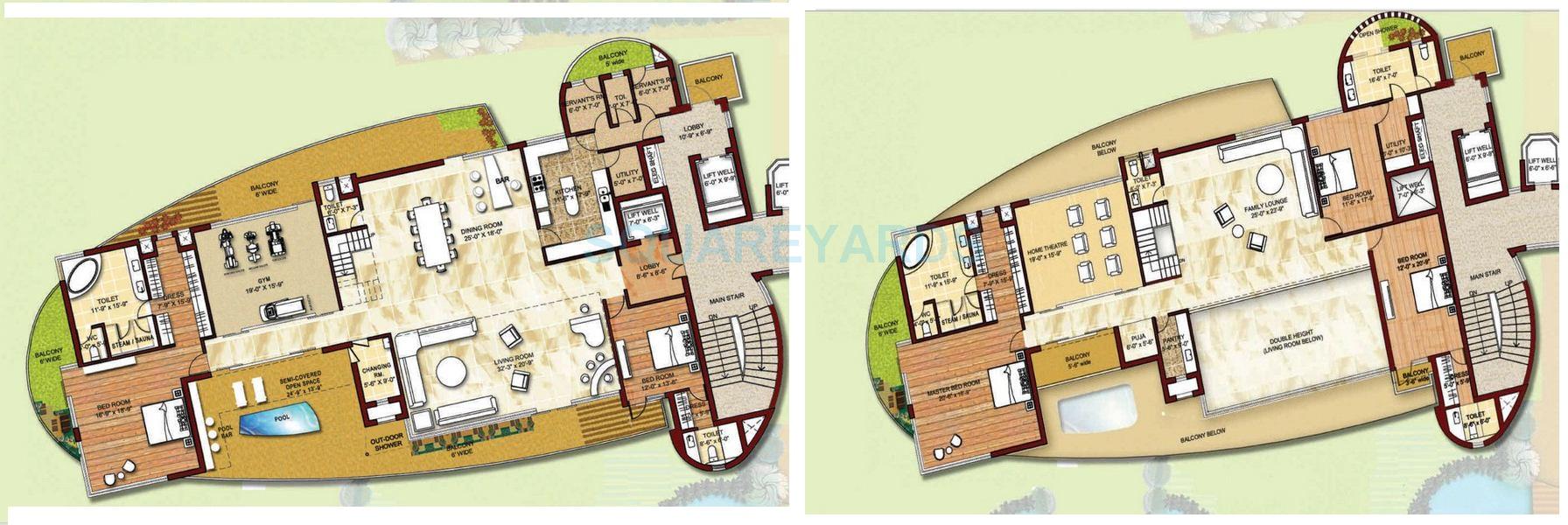 Floor plan of 5 BHK 10000 Sq. Ft. Penthouse in Krrish Provence Estate, Gurgaon