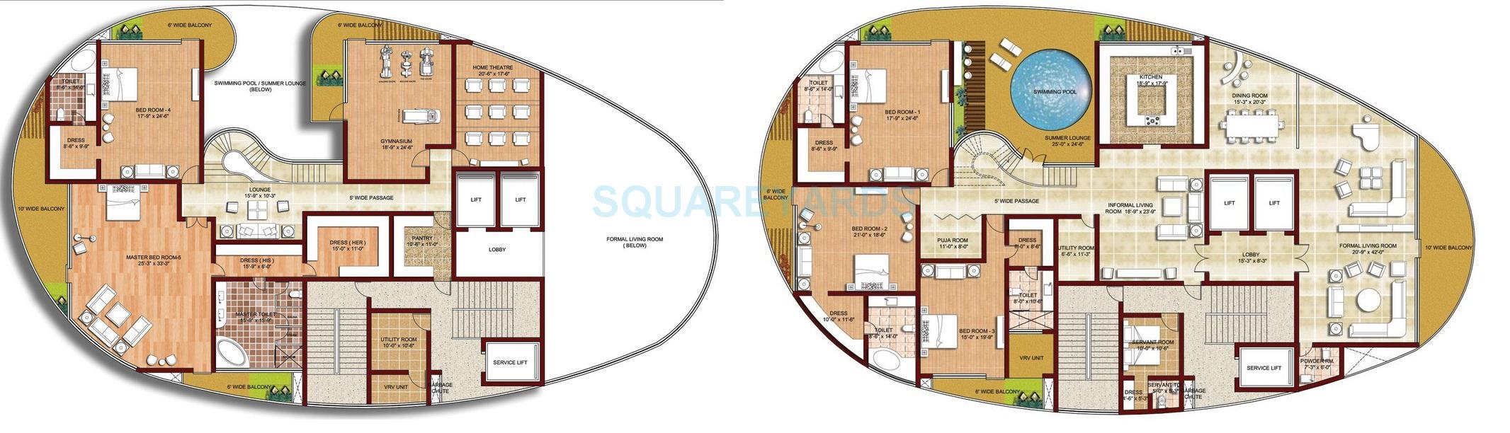 Floor plan of 5 BHK 15000 Sq. Ft. Apartment in Krrish The Eiffel, Gurgaon