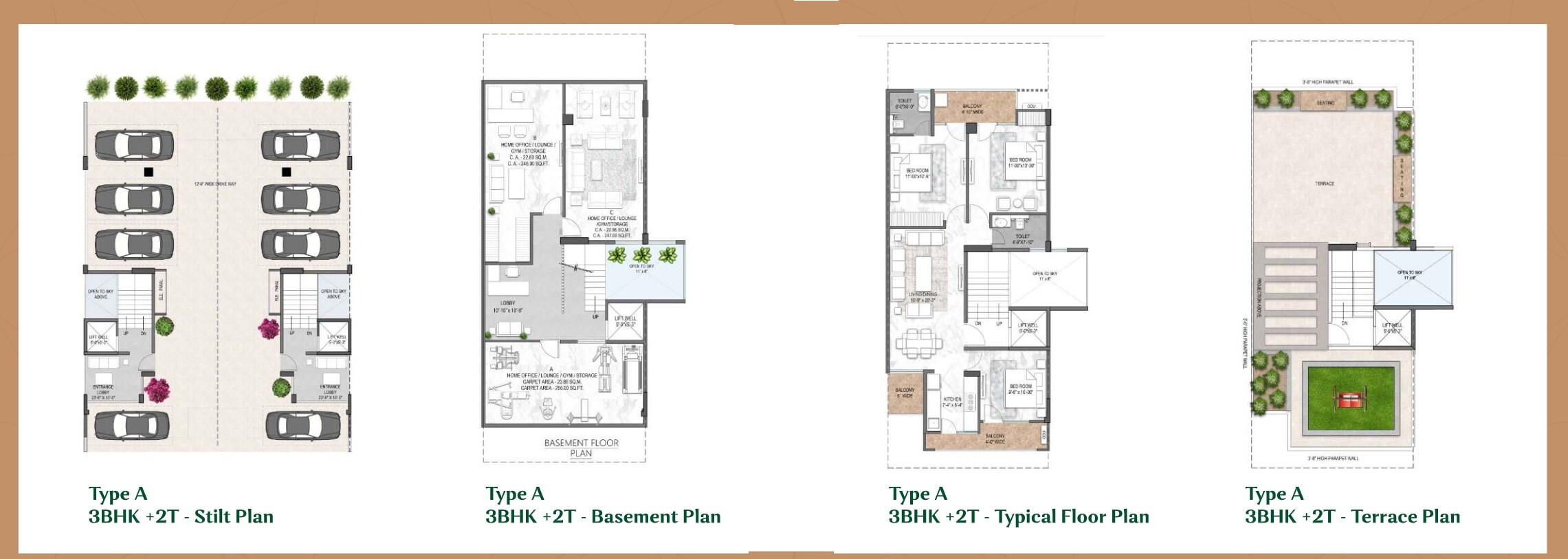 Floor plan of 3 BHK 1266 Sq. Ft. Ind Floor in Landmark Avana, Gurgaon