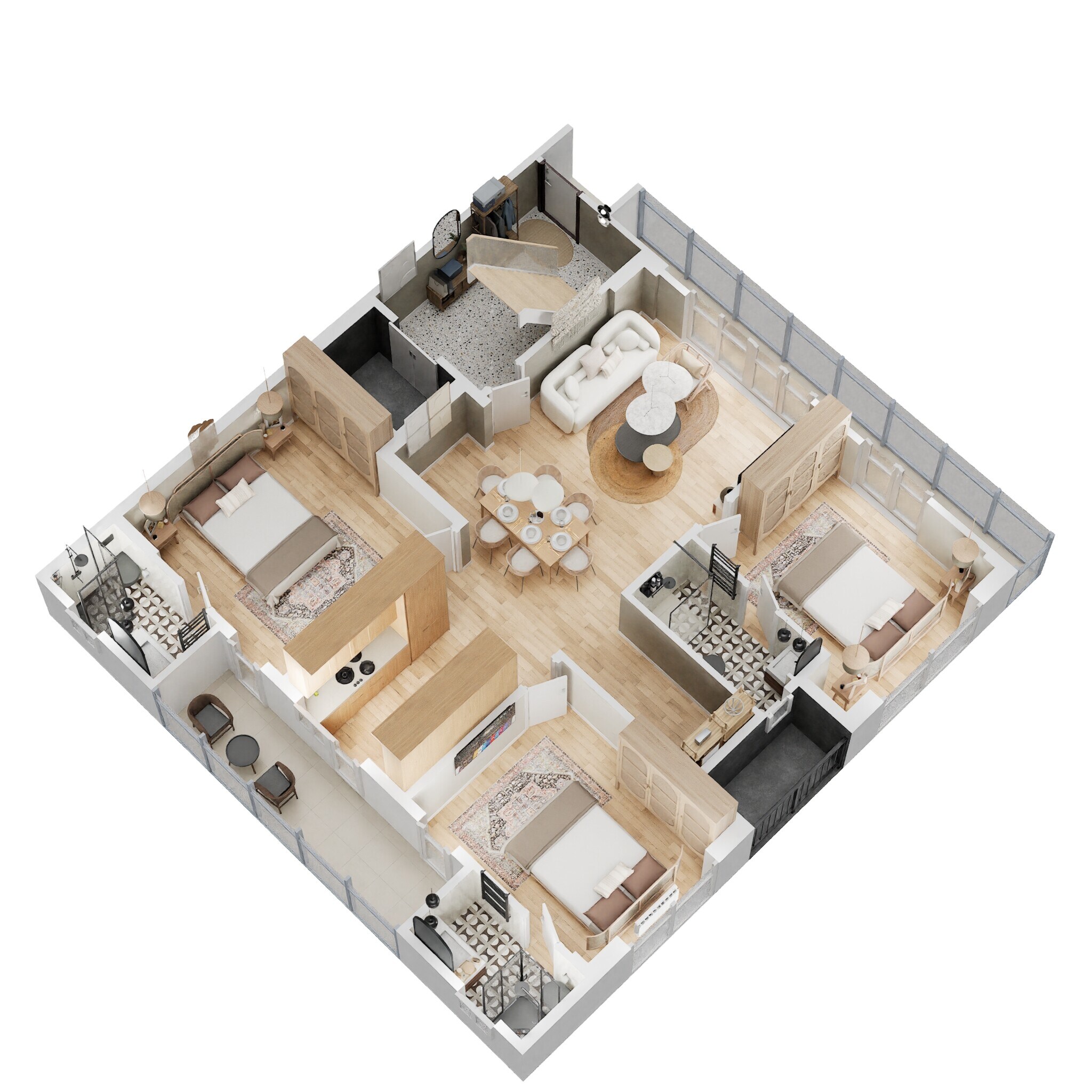 Floor plan of 3 BHK 1673 Sq. Ft. Ind Floor in M3M Antalya Hills, Gurgaon