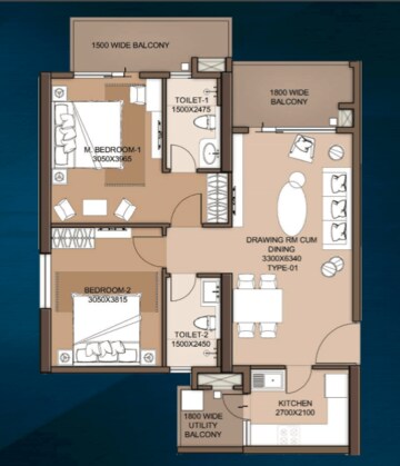  2 BHK Apartment at M3M Heights, Sector 65 – for Rent