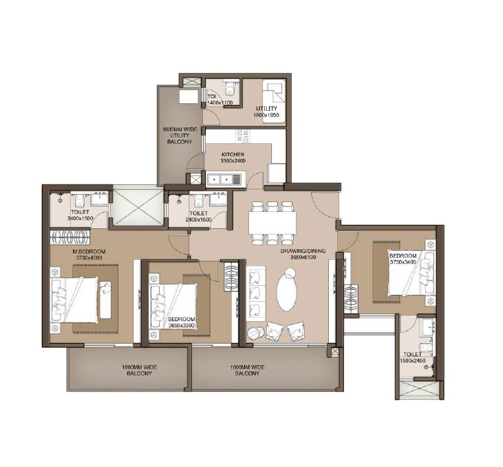  3 BHK Apartment at M3M Heights, Sector 65 – for Rent