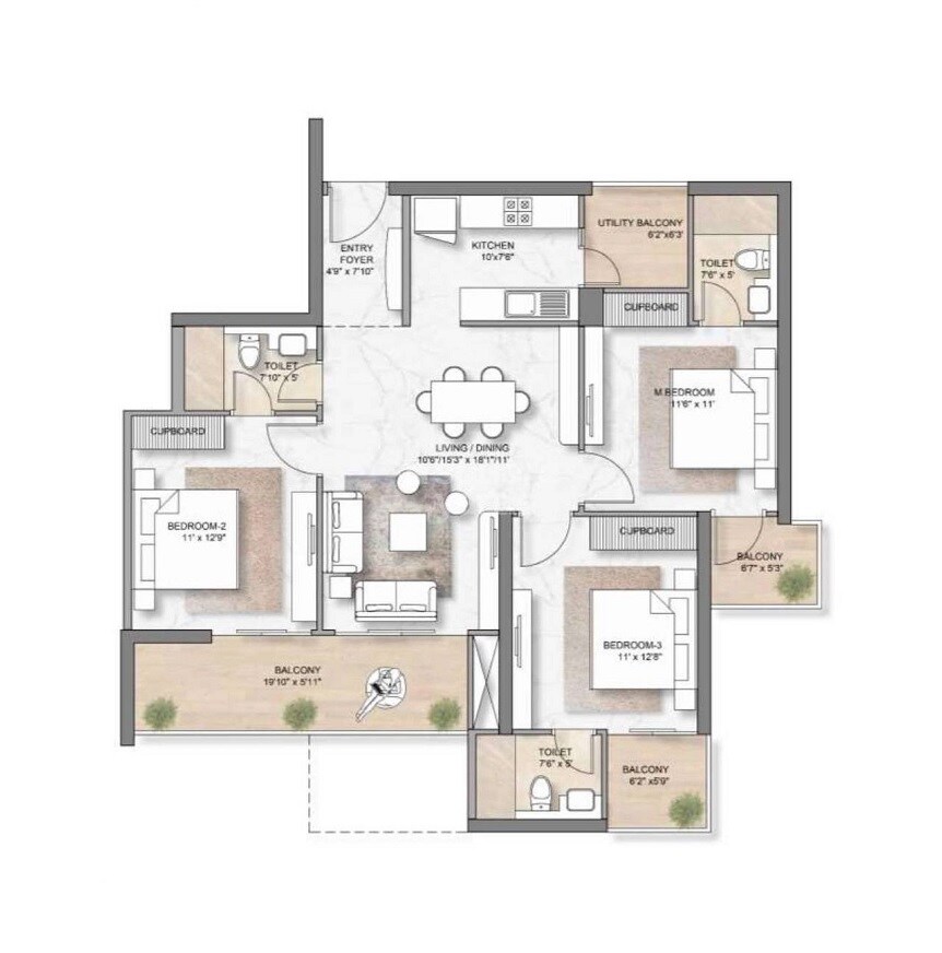 Other, m3m-crown 3 Bedroom 1555 Sq.Ft. Apartment In Sector 111 Gurgaon 8319157