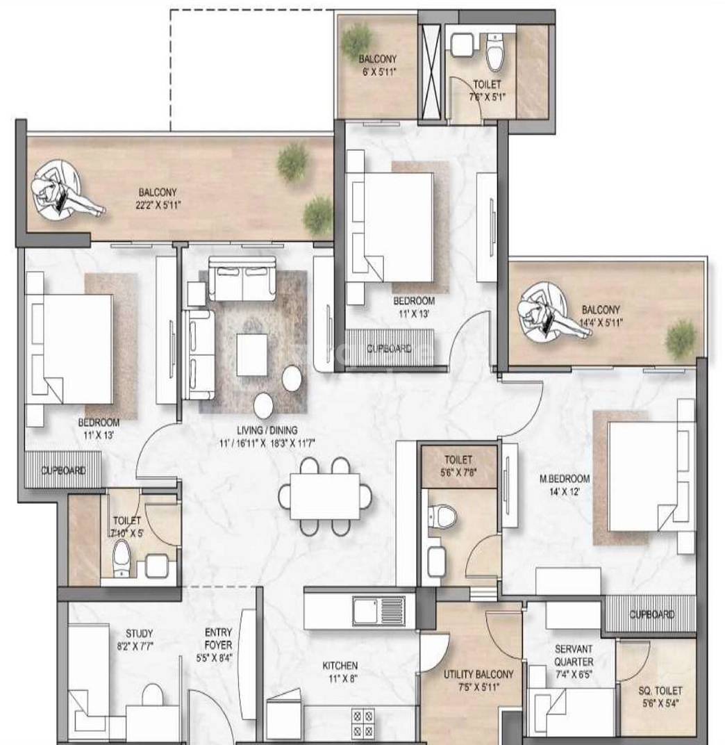 Other, m3m-crown 3 Bedroom 2050 Sq.Ft. Apartment In Sector 111 Gurgaon 7712946