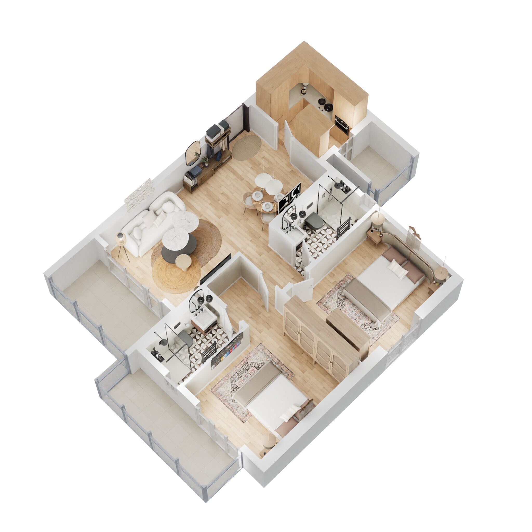 Floor plan of 2 BHK 1261 Sq. Ft. Apartment in M3M Duo High, Gurgaon
