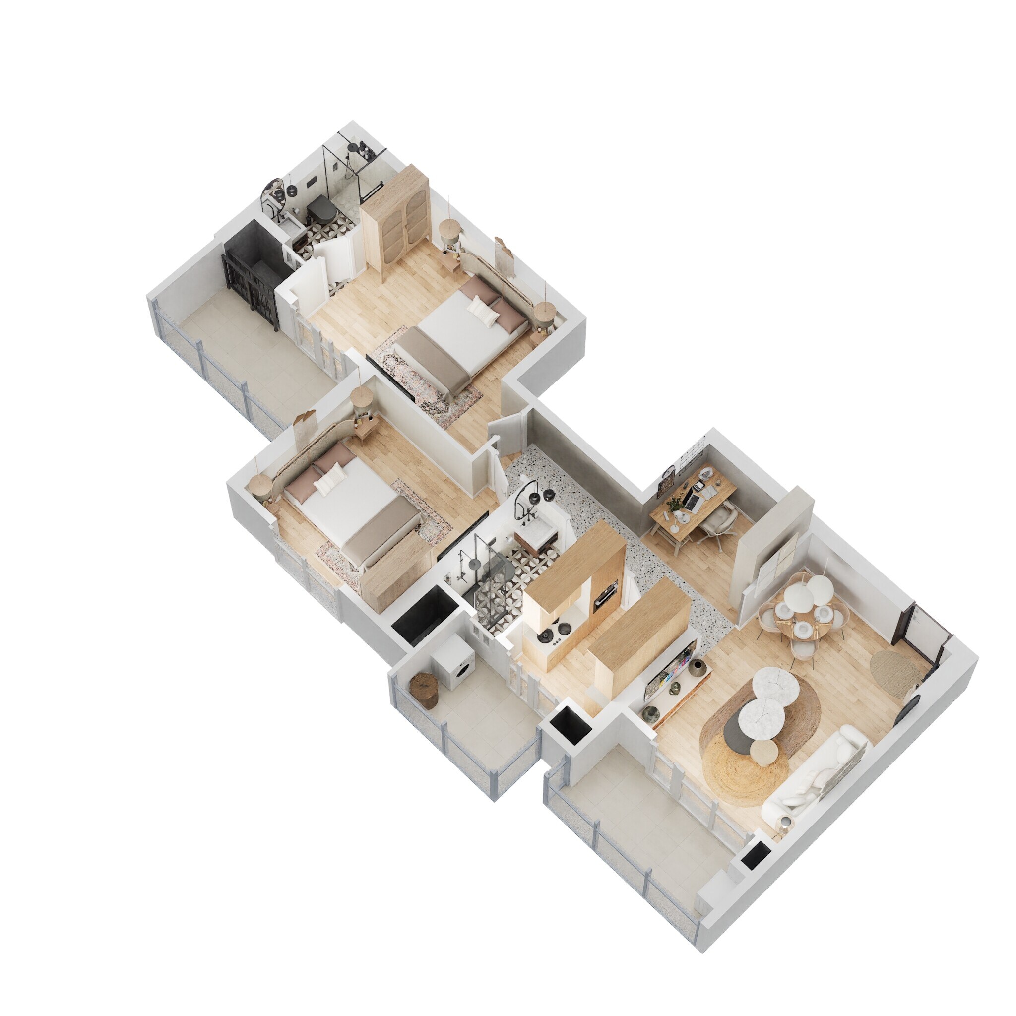 Floor plan of 2 BHK 1433 Sq. Ft. Apartment in M3M Duo High, Gurgaon