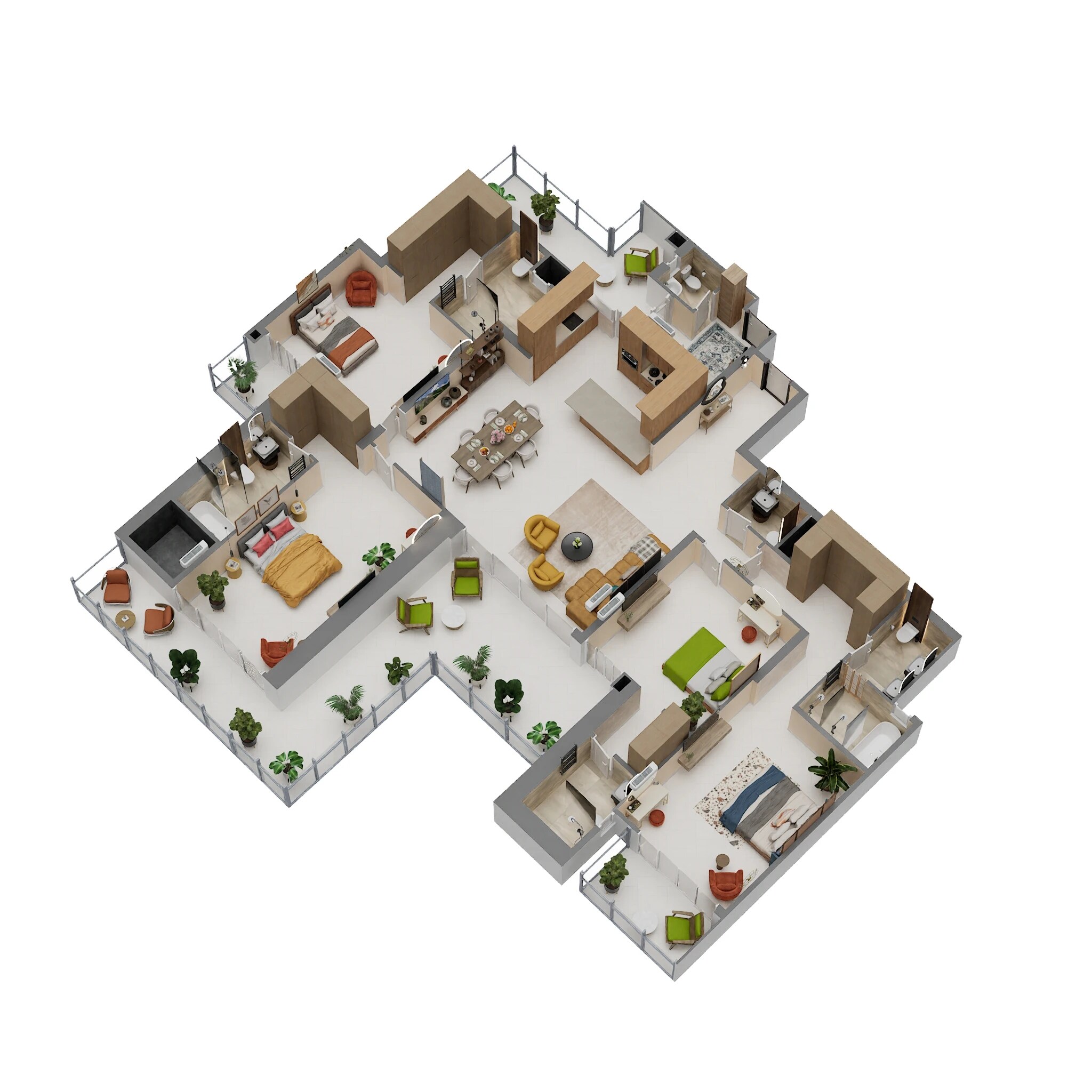 Floor plan of 4 BHK 4205 Sq. Ft. Apartment in M3M Elie Saab, Gurgaon