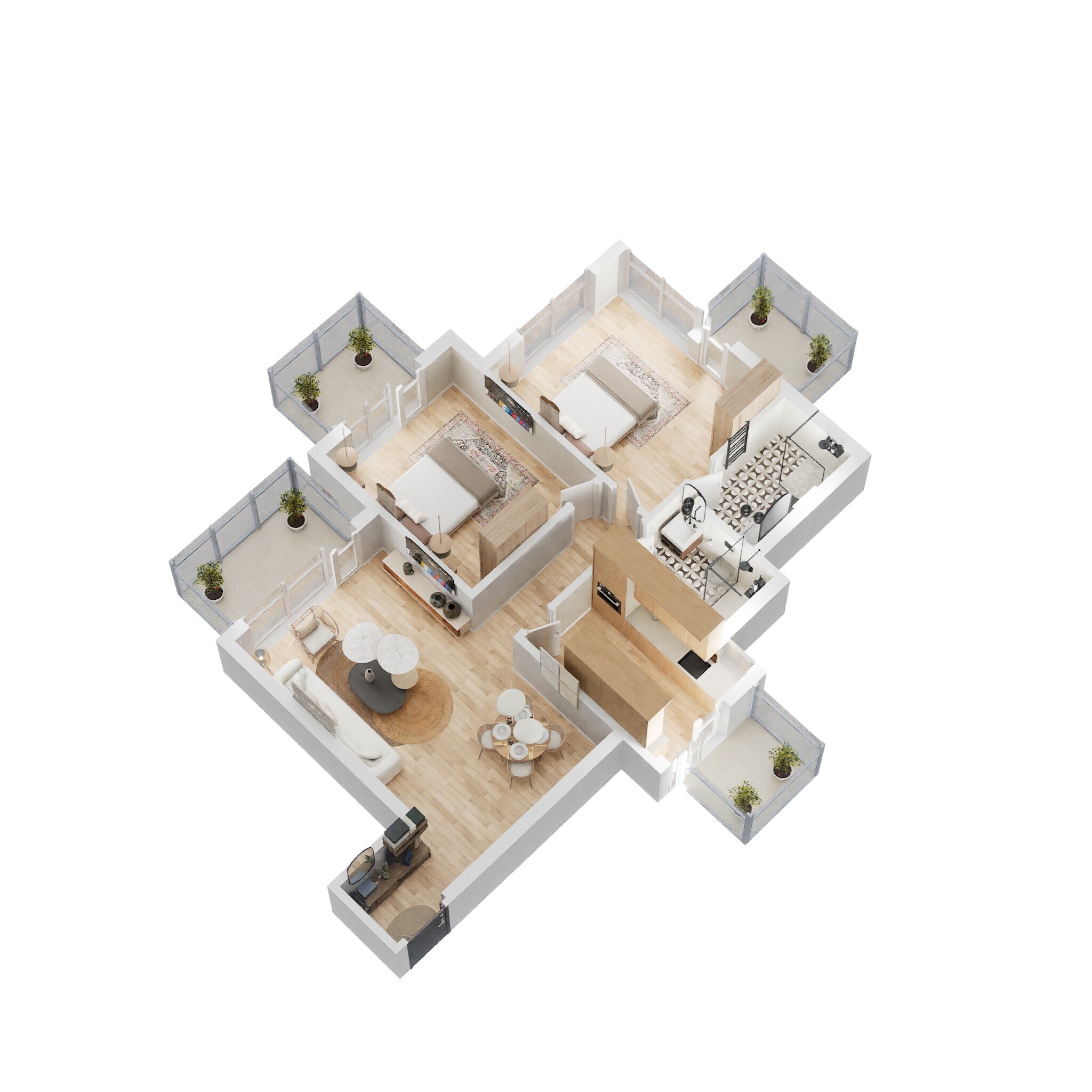 Floor plan of 2 BHK 1475 Sq. Ft. Apartment in M3M Escala, Gurgaon