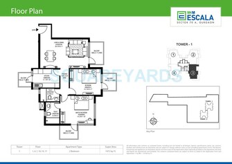 2 BHK Apartment For Rent in M3M Escala Sector 70a Gurgaon  3341145