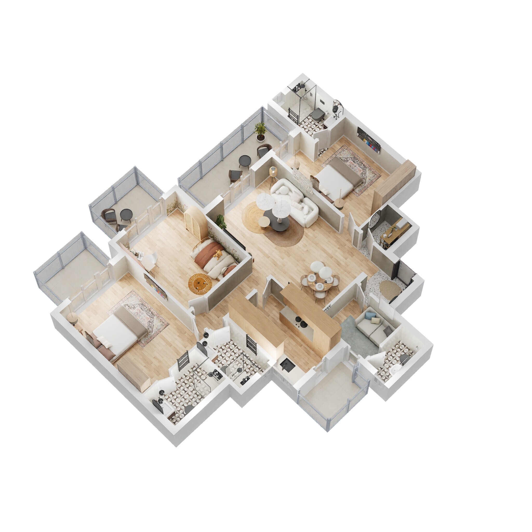 Floor plan of 3 BHK 2100 Sq. Ft. Apartment in M3M Escala, Gurgaon