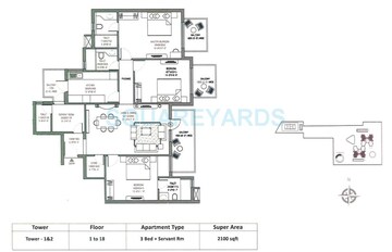  3 BHK Apartment at M3M Escala, Sector 70a – for Rent