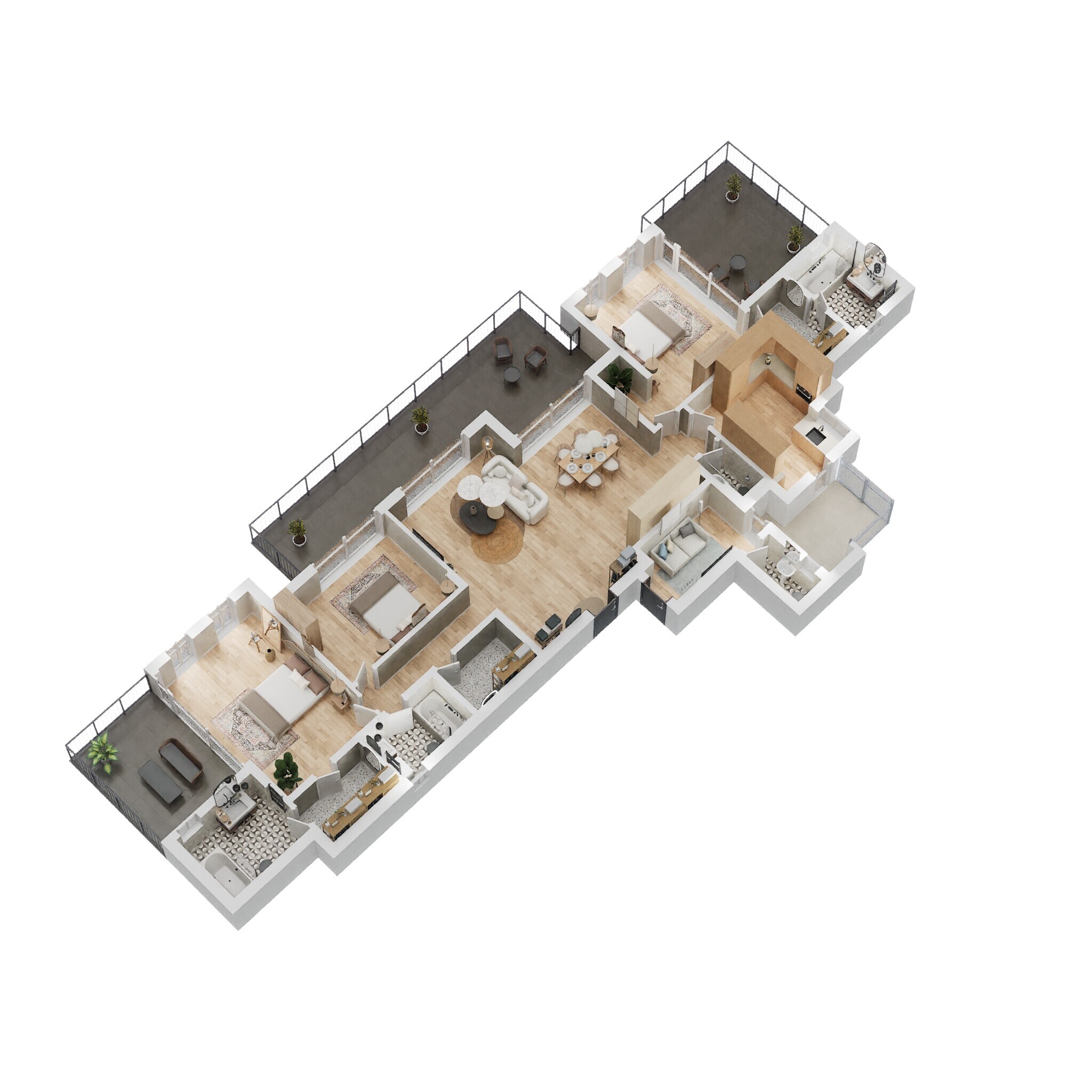 Floor plan of 3 BHK 3275 Sq. Ft. Apartment in M3M Escala, Gurgaon