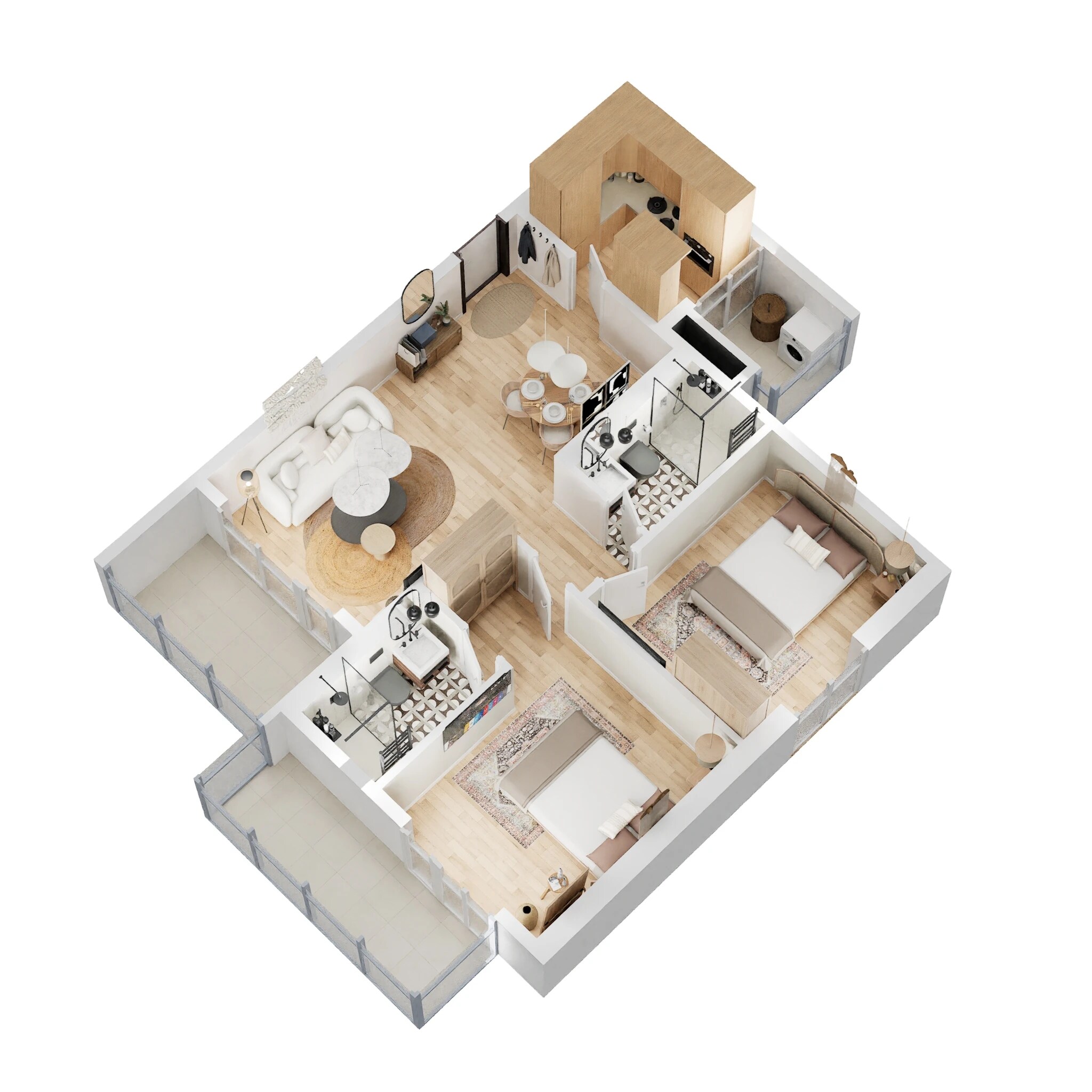 Floor plan of 2 BHK 1274 Sq. Ft. Apartment in M3M Flora 68, Gurgaon