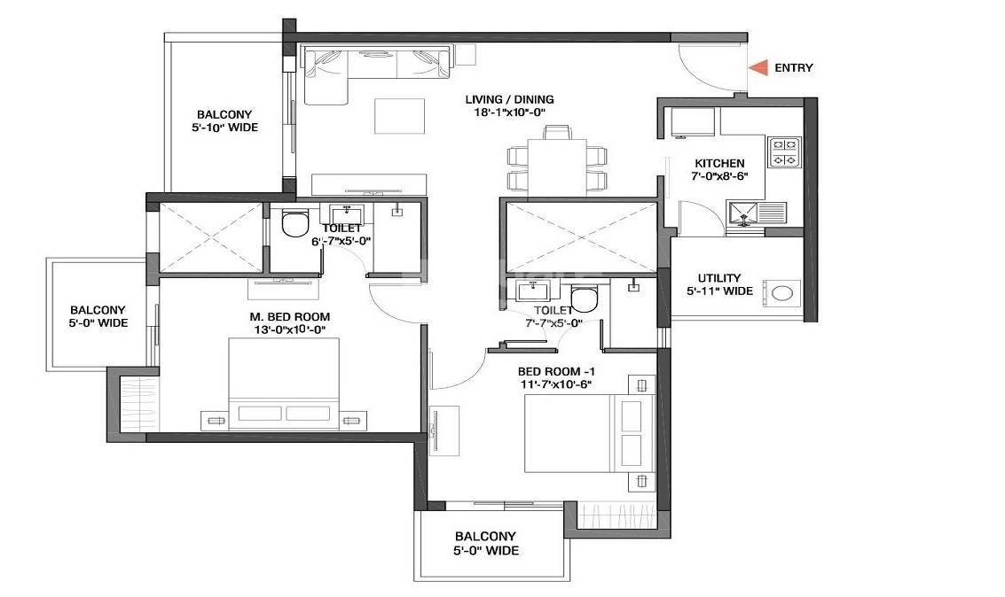 Other, m3m-flora-68 2 Bedroom 1279 Sq.Ft. Apartment In Sector 68 Gurgaon 9240292