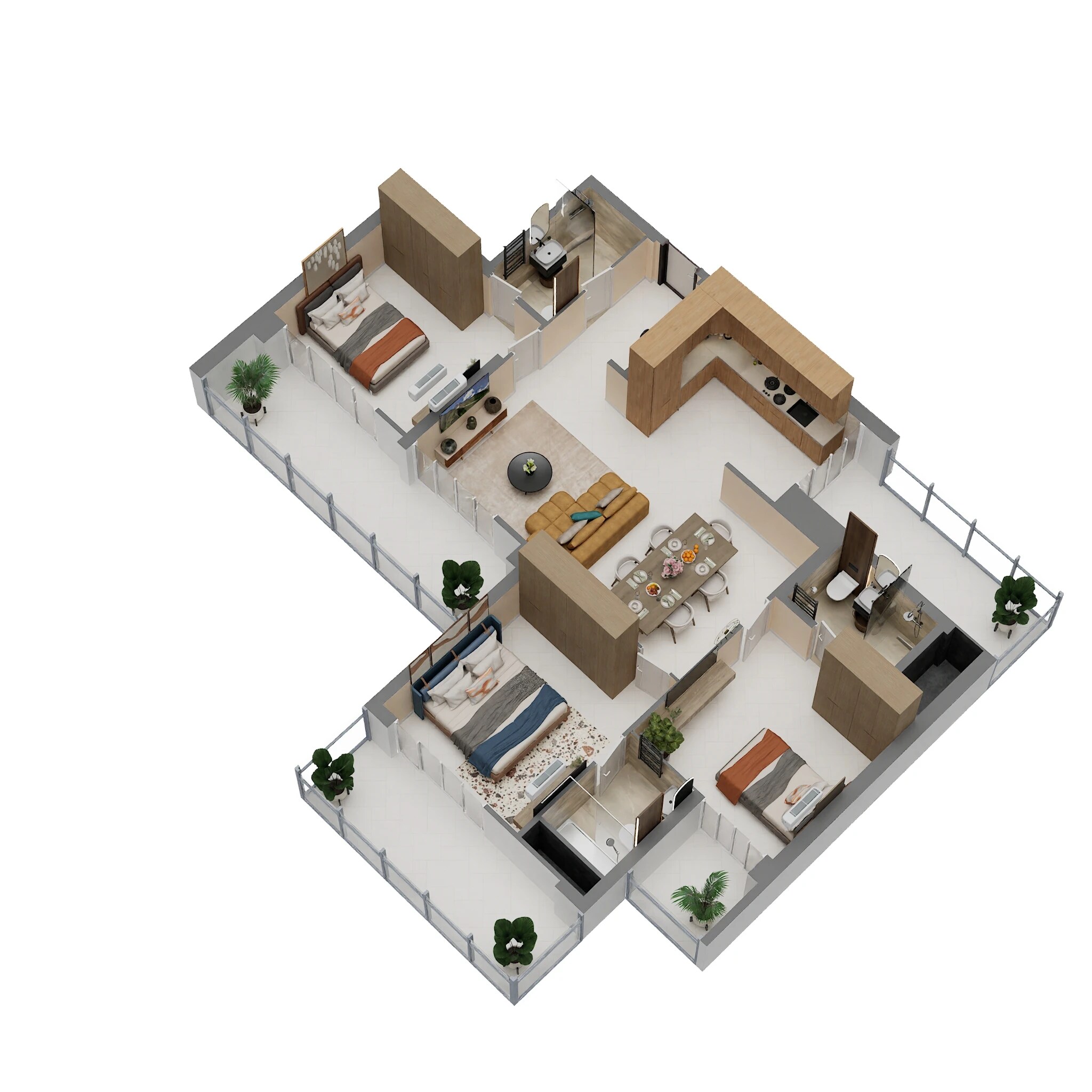 Floor plan of 3 BHK 1910 Sq. Ft. Apartment in M3M Forestia West, Gurgaon