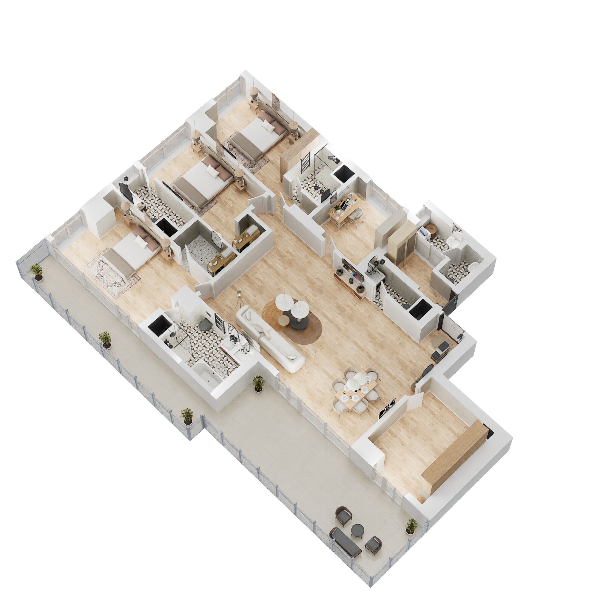 Floor plan of 3 BHK 3665 Sq. Ft. Apartment in M3M Golf Estate Fairway West, Gurgaon