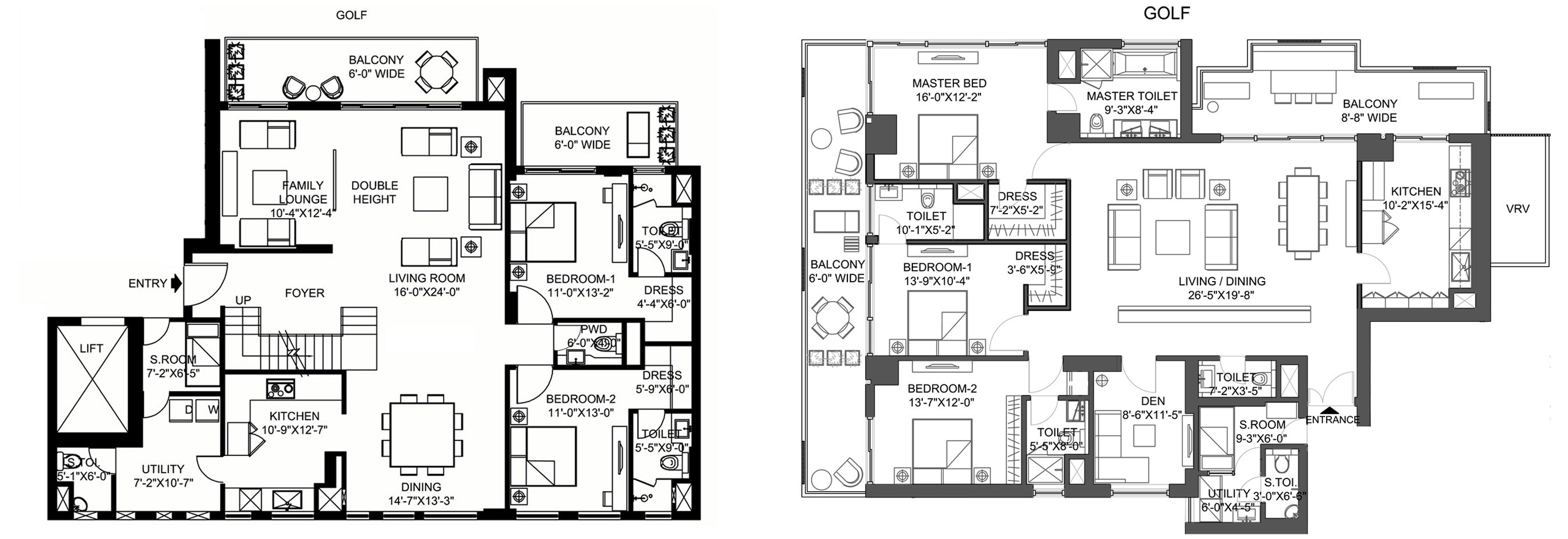 Floor plan of 5 BHK 5900 Sq. Ft. Apartment in M3M Golf Estate Fairway West, Gurgaon