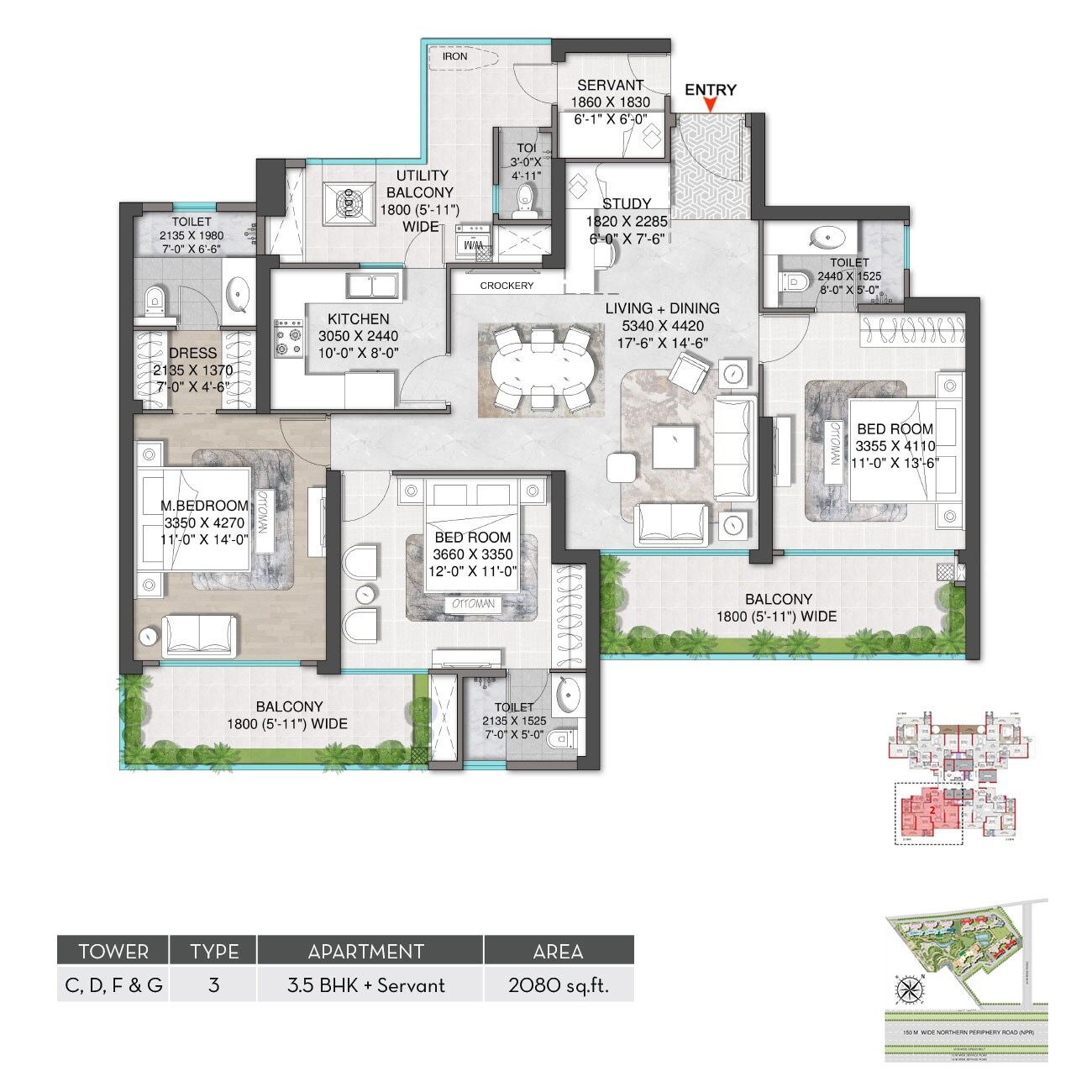 Other, m3m-mansion 3 Bedroom 2080 Sq.Ft. Apartment In Sector 113 Gurgaon 8112129