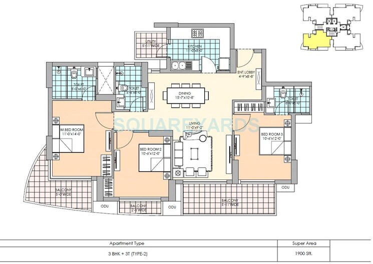 Other, m3m-marina 3 Bedroom 1975 Sq.Ft. Apartment In Sector 68 Gurgaon 8688729